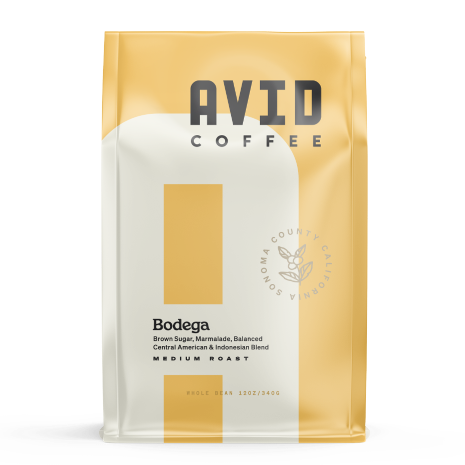 Avid Bodega Coffee Bag. A tribute to the agricultural community of Sonoma County, Bodega is characterized by its complex structure and balanced profile.