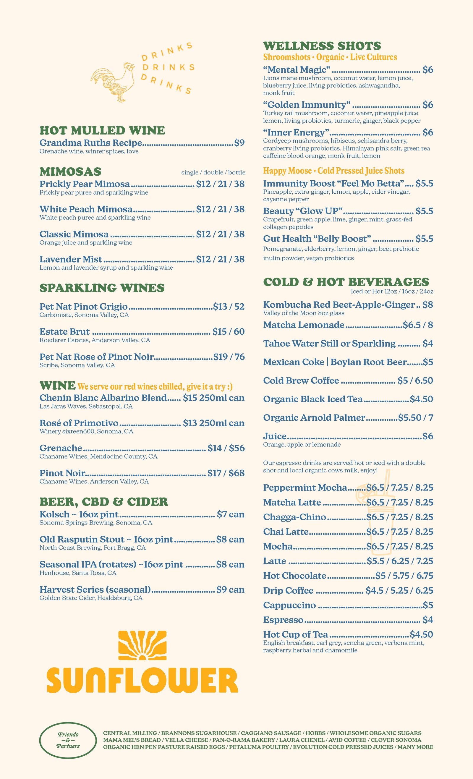 Menu Sunflower Caffè